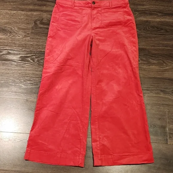 ❤️ LOFT CORDUROY HIGH RISE WIDE LEG PALMER PANTS, PINK, 14 (32) - Picture 4 of 10